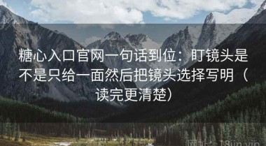 糖心入口官网一句话到位：盯镜头是不是只给一面然后把镜头选择写明（读完更清楚）