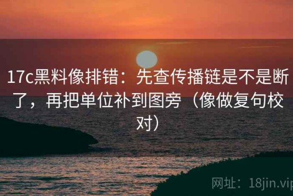 17c黑料像排错：先查传播链是不是断了，再把单位补到图旁（像做复句校对）