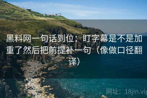 黑料网一句话到位：盯字幕是不是加重了然后把前提补一句（像做口径翻译）
